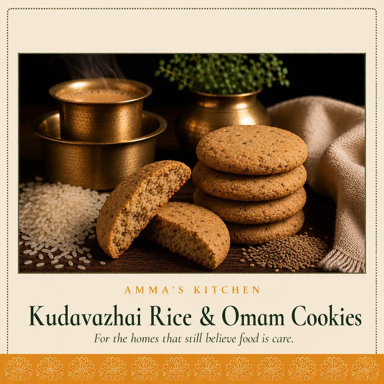 Kudavazhai Rice & Omam Cookies | Digestive