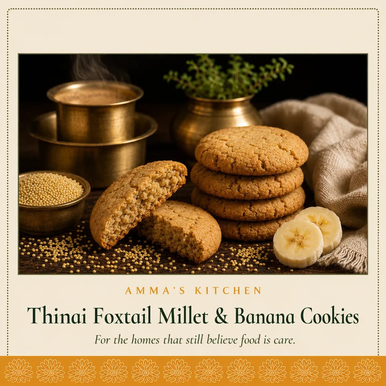 Thinai Foxtail Millet & Banana Cookies | Heritage Millet