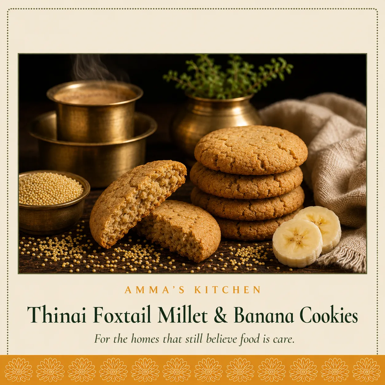 Thinai Foxtail Millet & Banana Cookies | Heritage Millet