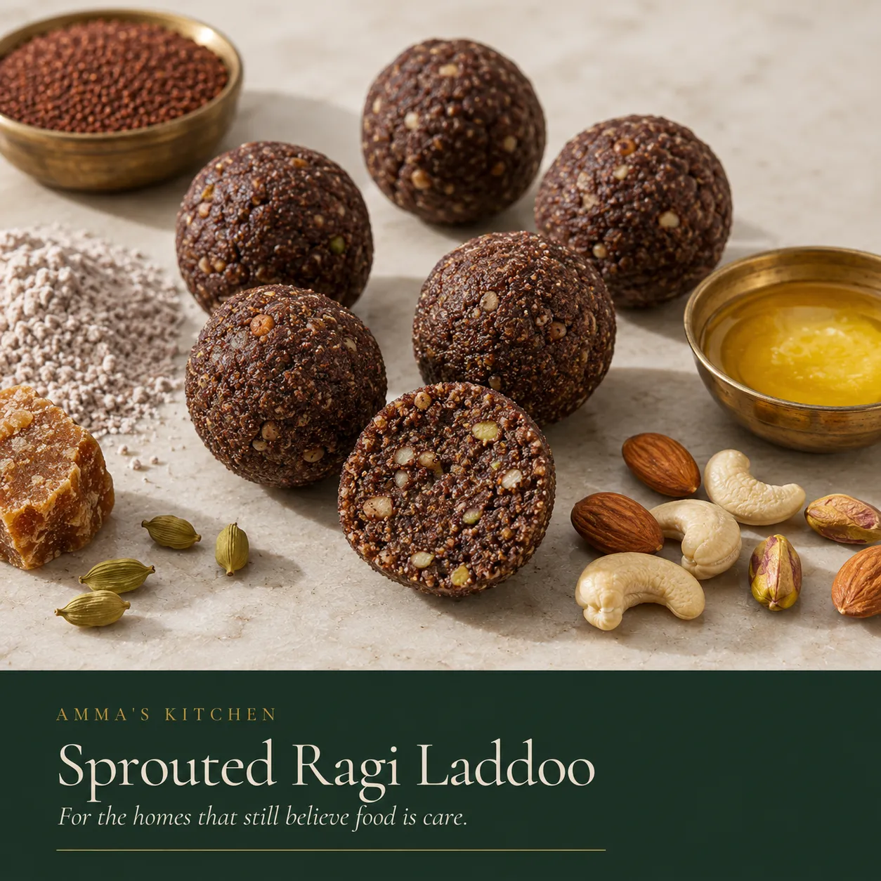 Sprouted Ragi Laddoo | Calcium-Rich | For Little Ones